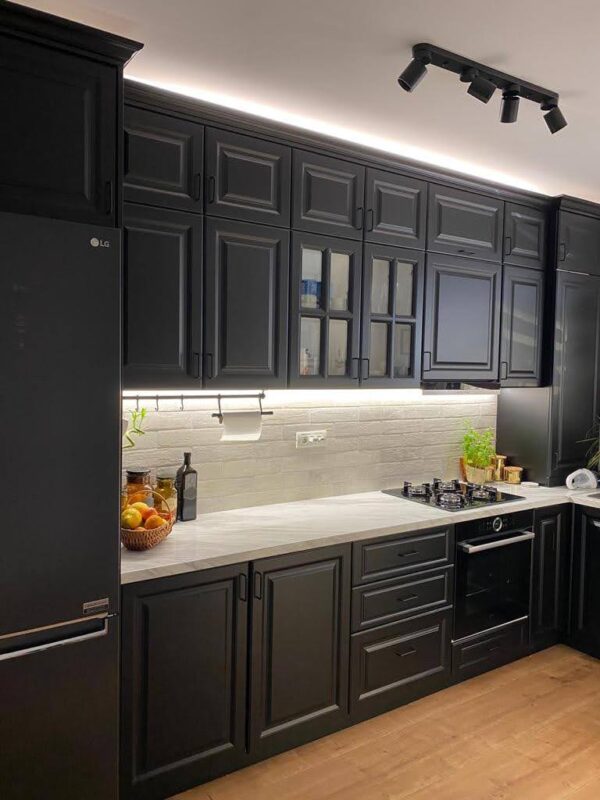 Bucatarie clasica din MDF infoliat Grafit ultramat model Trandafir