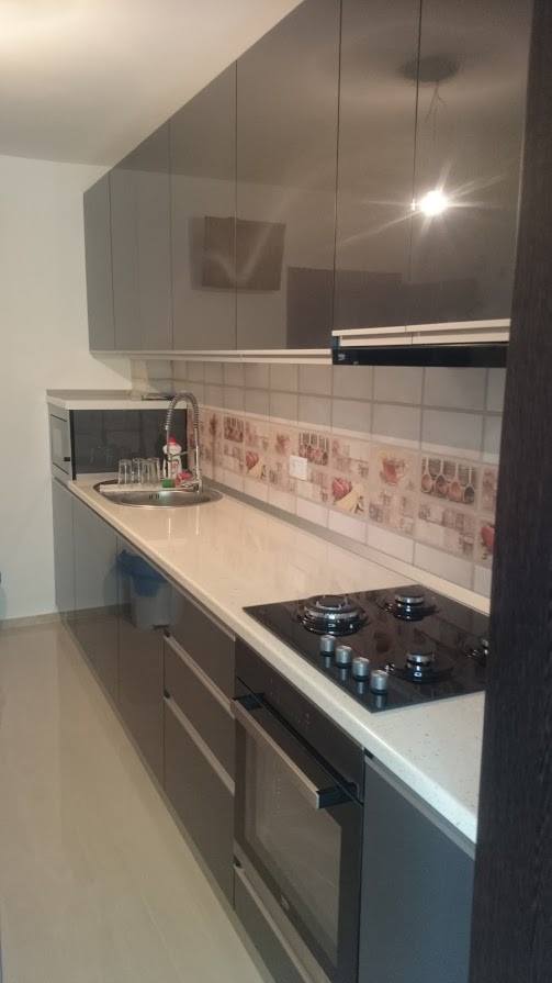 Bucatarie moderna din MDF placa Negru lucios model Narcisa (1)
