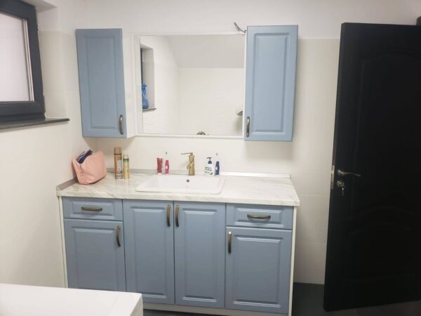 Mobilier baie din MDF infoliat Denim Ultramat model Orhideea