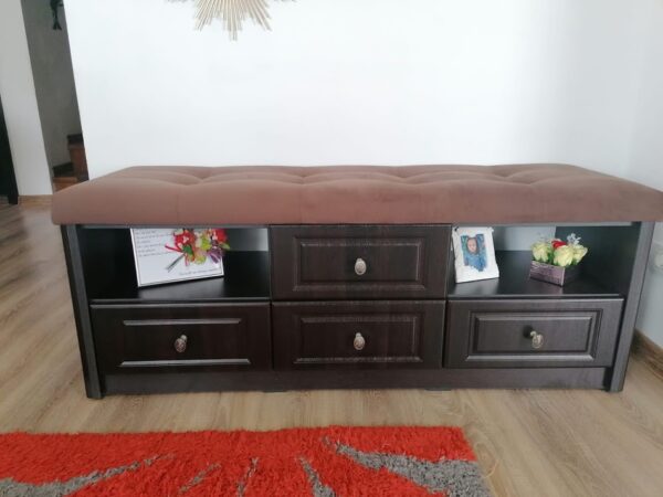 Mobilier hol din MDF infoliat Negru Structo model Crizantema (1)